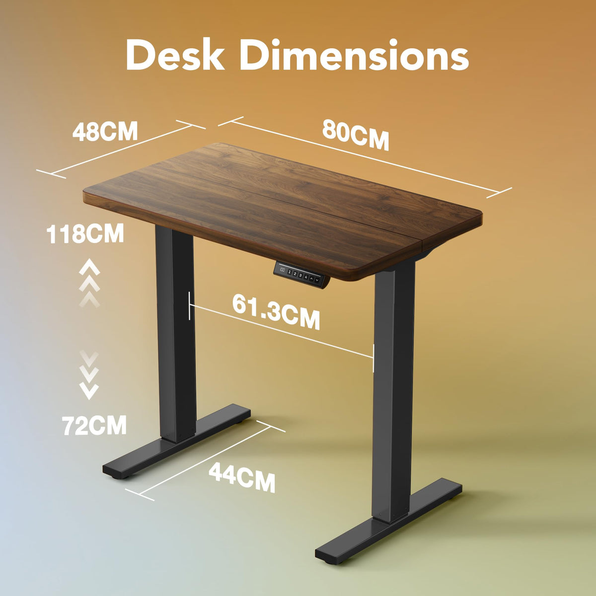 HUANUO Standing Desk 80x48cm mit 4 Memory height settings