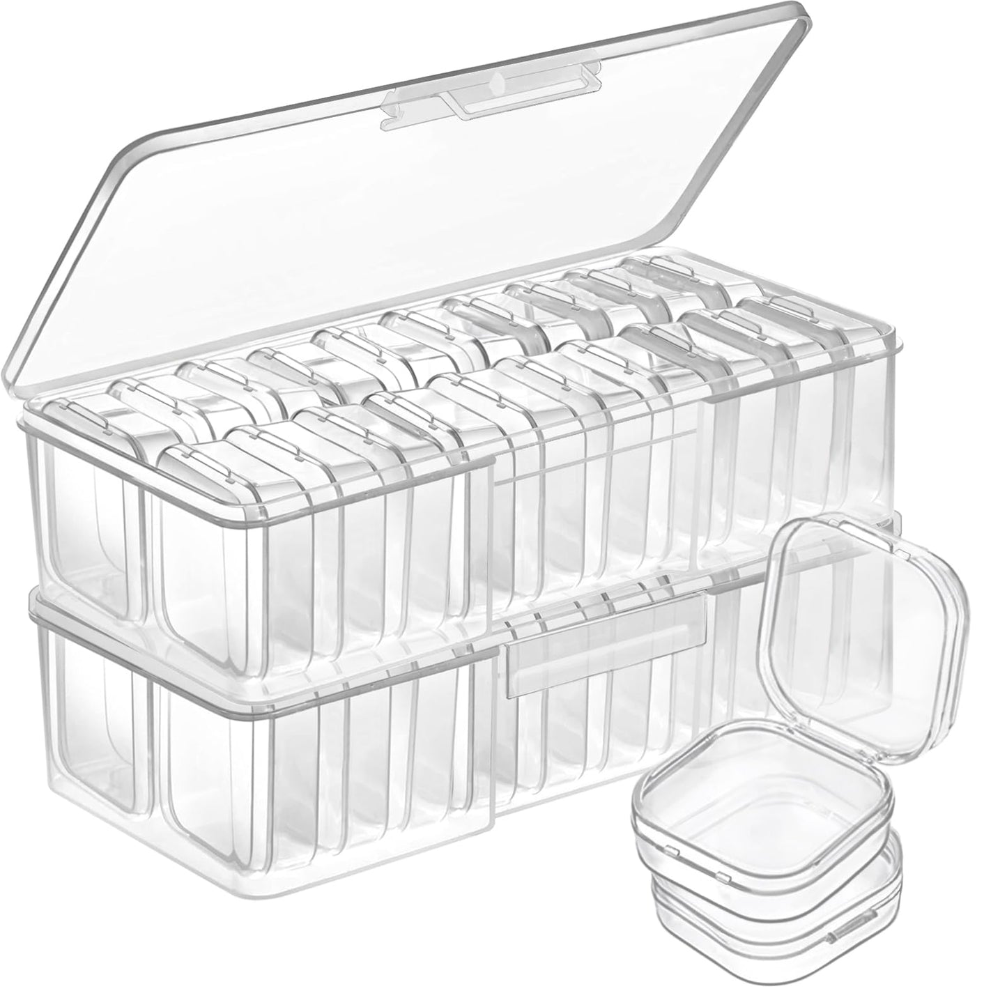 Qualsen Storage Boxes with Lids, 40 Pieces, 3.5 x 3.5 x 1.8 cm