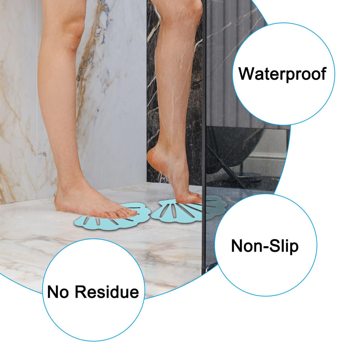 PATIKIL 12Pcs Non Slip Bathtub Stickers, Anti Slip Shower Stickers Bathroom Shower Floor Decals Sea Shell Shape Cute Treads Tubs, White