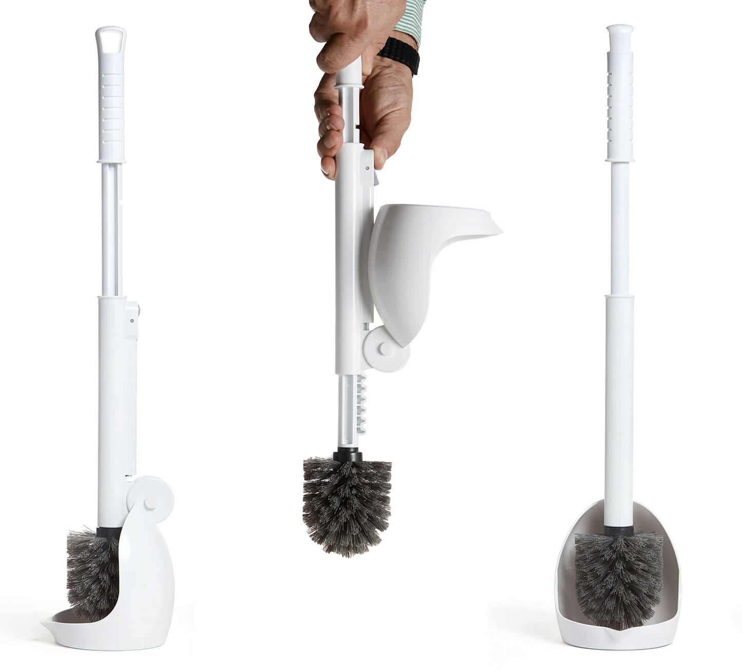 ELYPRO Drip-Free Toilet Bowl Brush, Portable and Hygienic, Clean Multiple Bathrooms, Durable Brush Bristles, Unique Attached Caddy Design for No-Drip