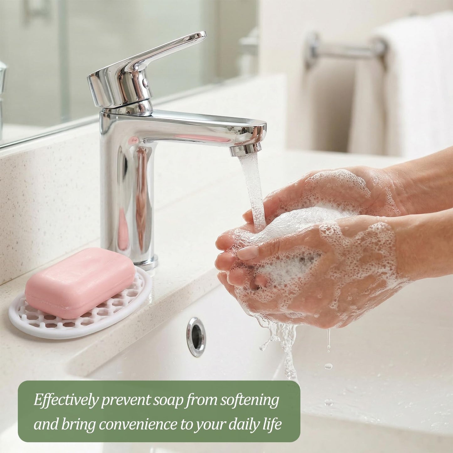 3PCS Silicone Soap Holder Shower, Self Draining Soap Dish for Bathroom Sink, Non-Slip Soap Dish Tray with Drainage