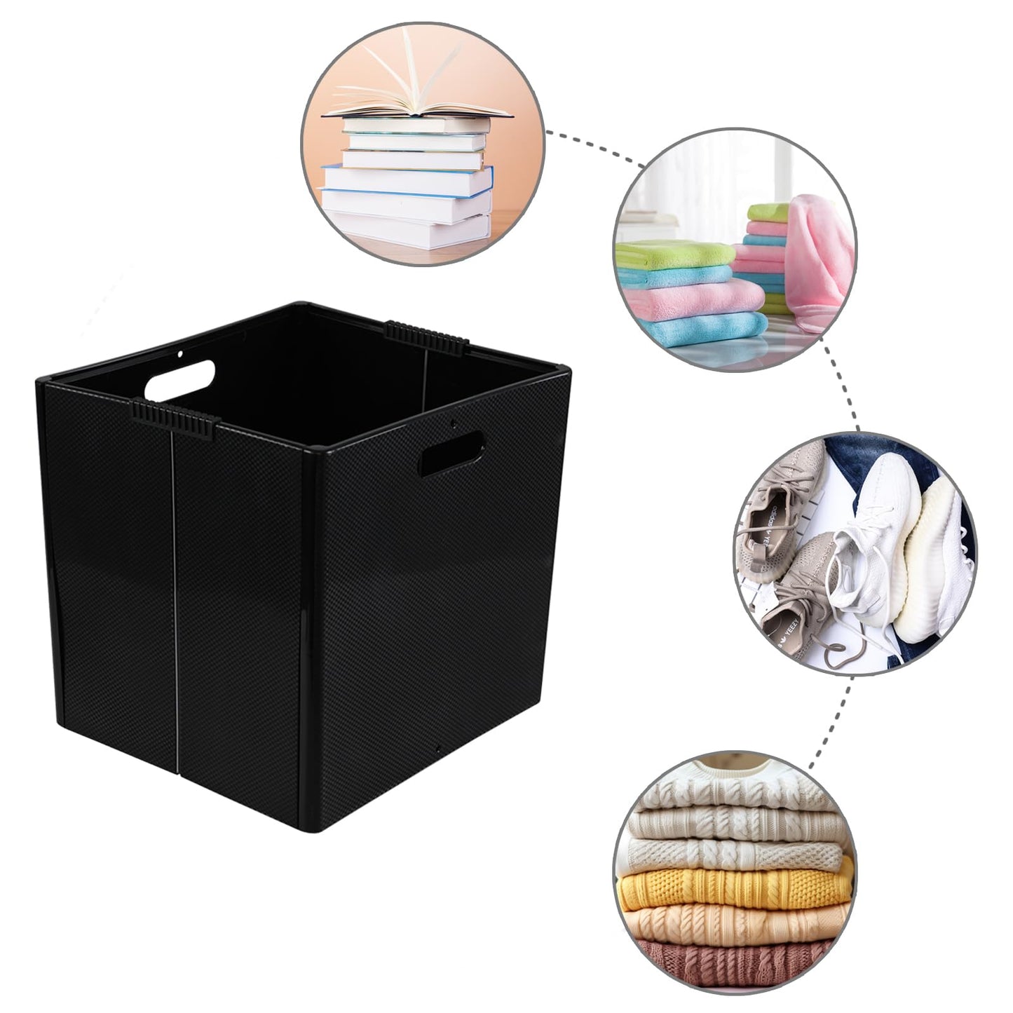 Eudokky 4 Pack Foldable Cube Storage Box, Plastic Storage Cube with Handle