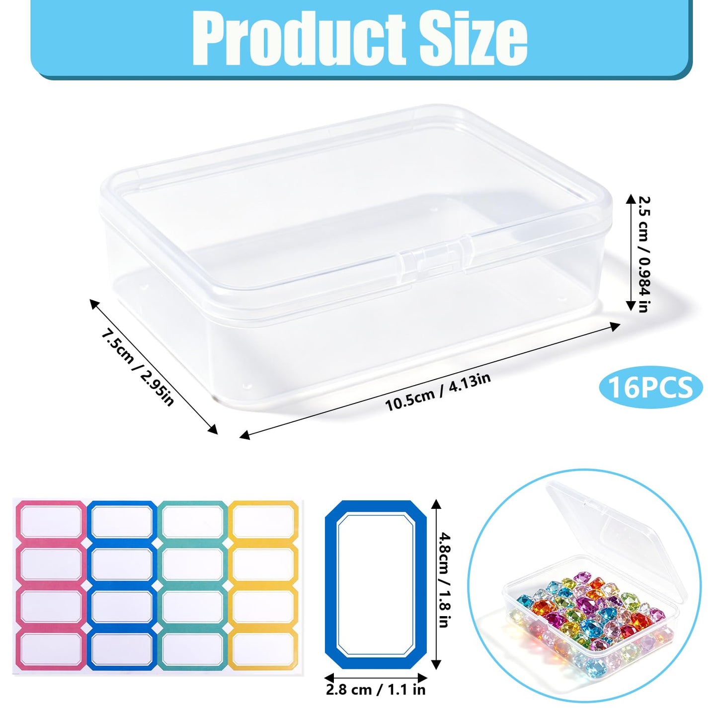 16Pieces Playing Card Case Plastic Small Clear Plastic Storage Box with Lid