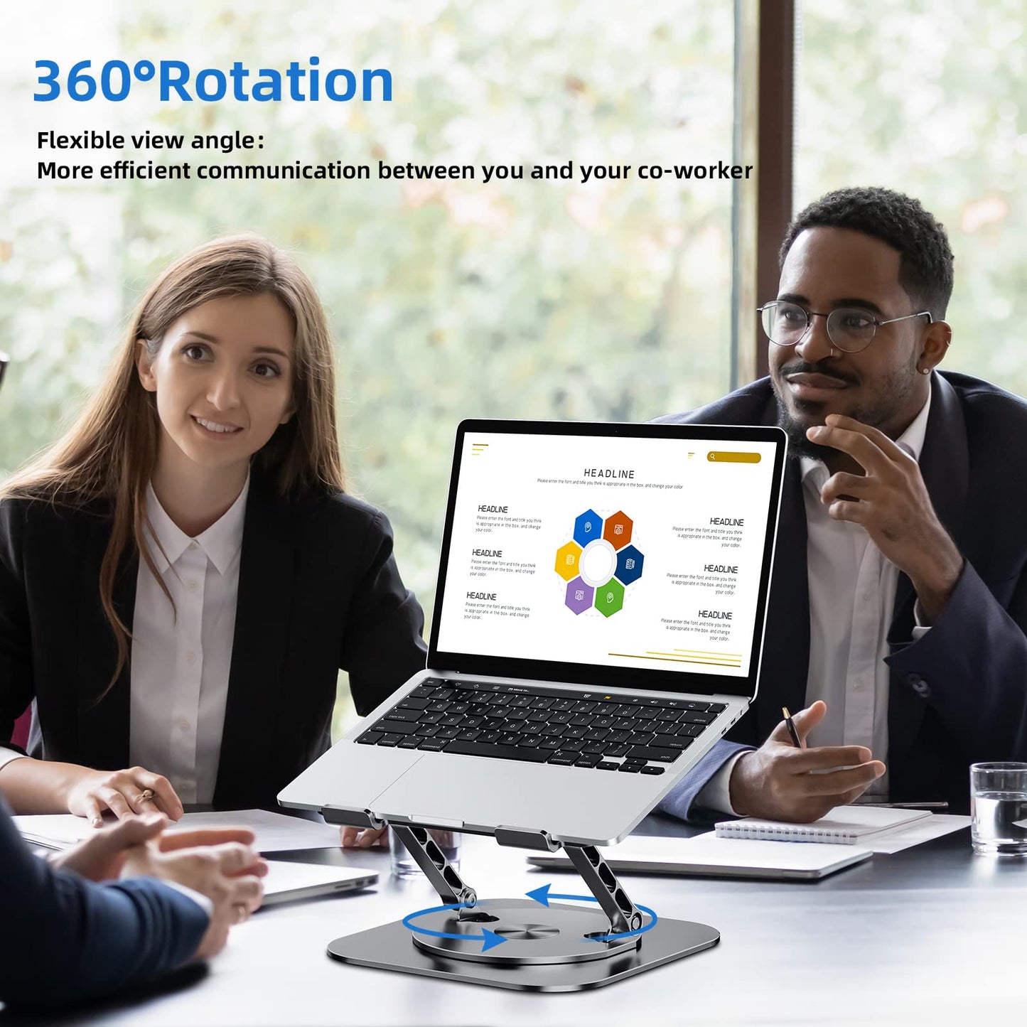MCHOSE Laptop Stand for Desk, Ergonomic Laptop Riser with 360° Rotating Base, Aluminum Laptop Stand