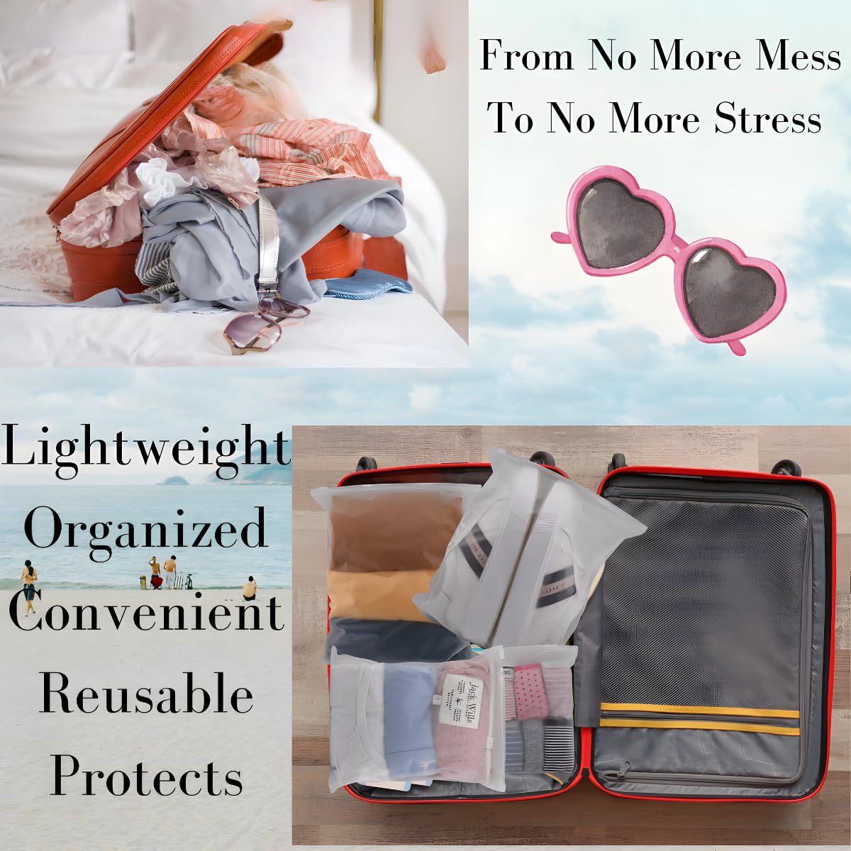 Frosted ZipLock Bags (35x40) 20 Pack - One Size - Zip Lock Travel Storage Bags - Hospital Bag Organiser Pouches