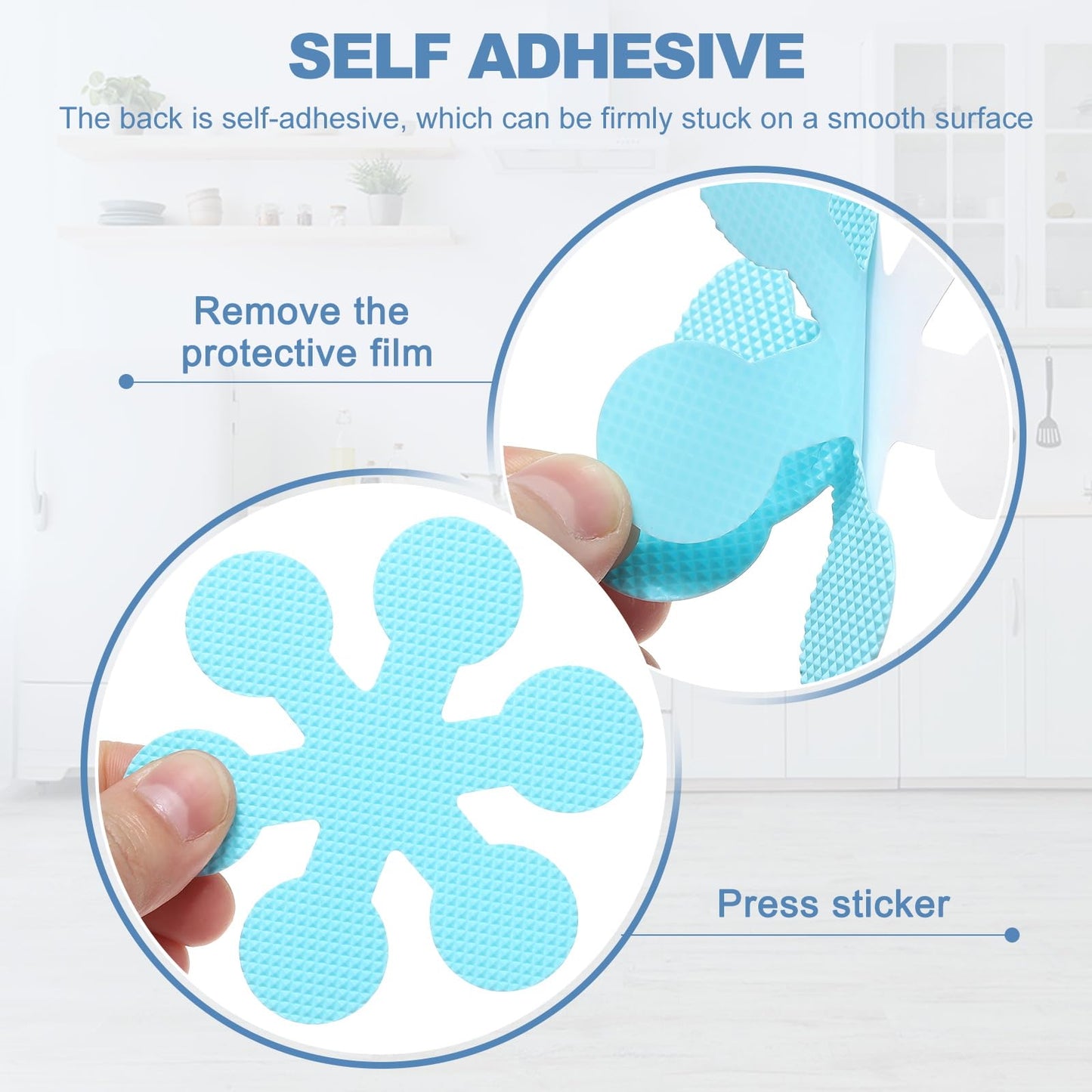 PATIKIL 12 Pcs Non Slip Bathtub Stickers, Anti Slip Shower Stickers with Scraper Bathroom Shower Floor Decals Snowflake Shape Cute Treads Tubs, Blue