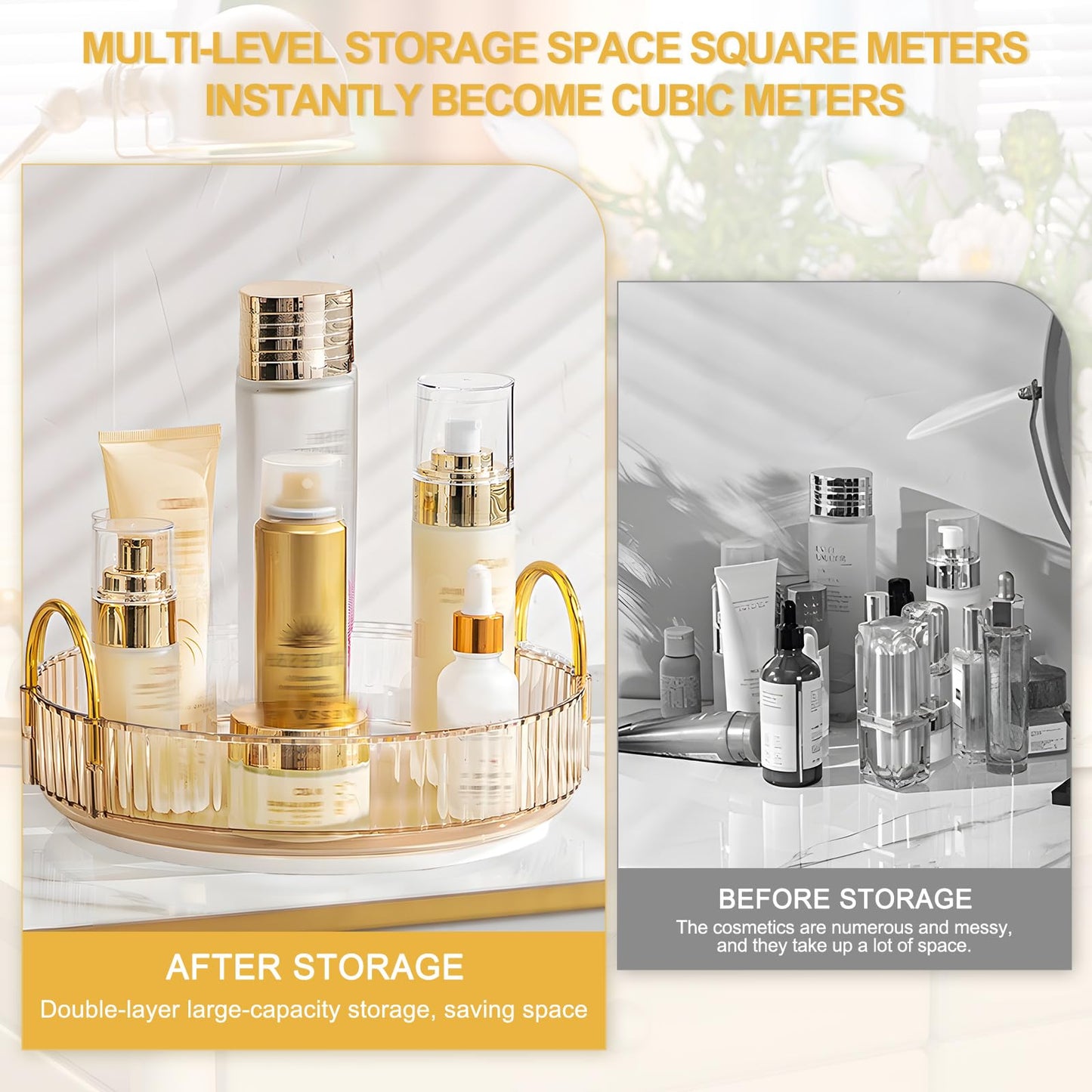 360 Rotating Makeup Organizer, Bathroom Cosmetic Holder Rack Large Capacity Cosmetic Organisers for Lipsticks, Nail Care, Skincare, Perfume