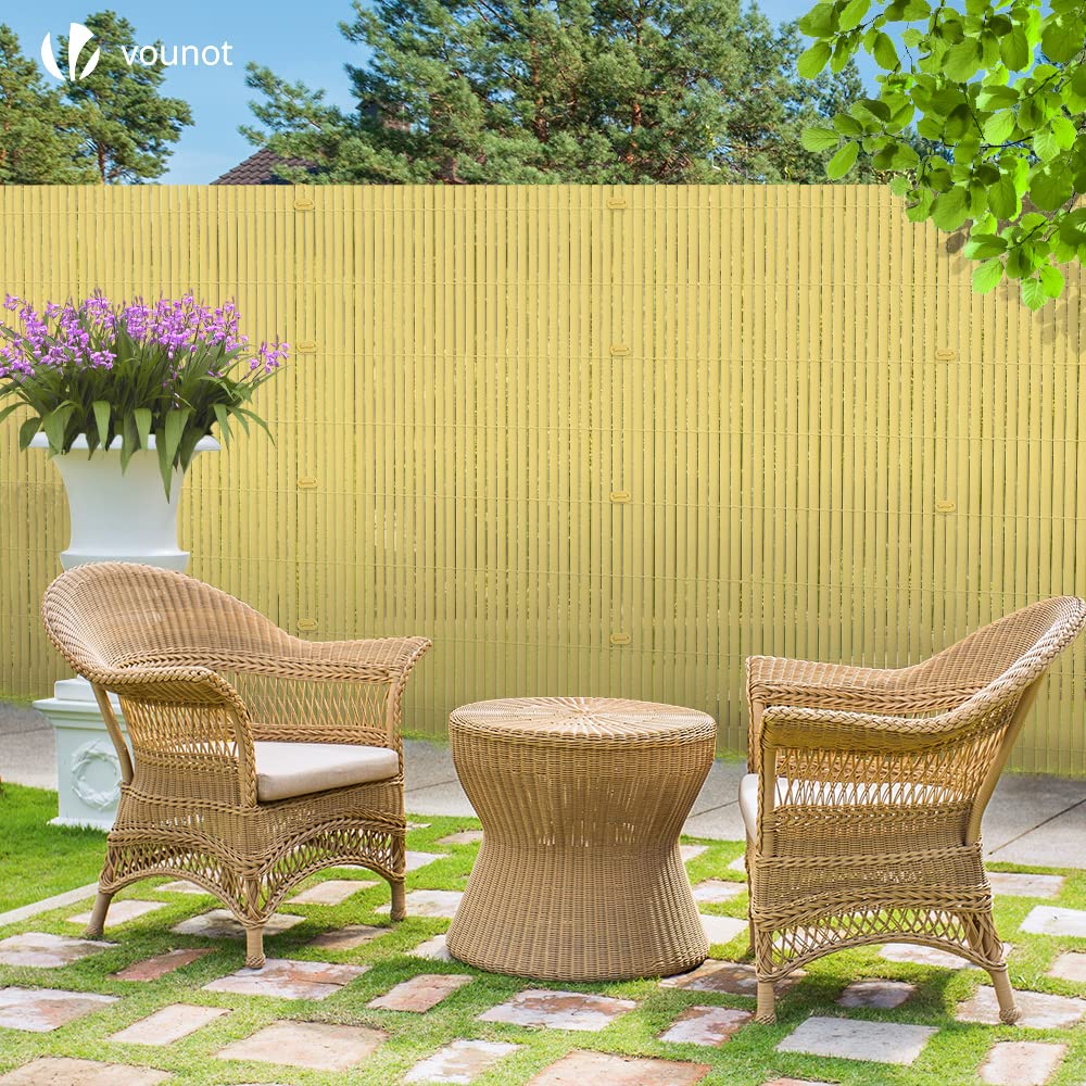 VOUNOT PVC Privacy Screening Fence 90 x 500 cm, Double Reinforced Struts Privacy Protection for Garden, Balcony and Terrace, Wind and Sun Protection