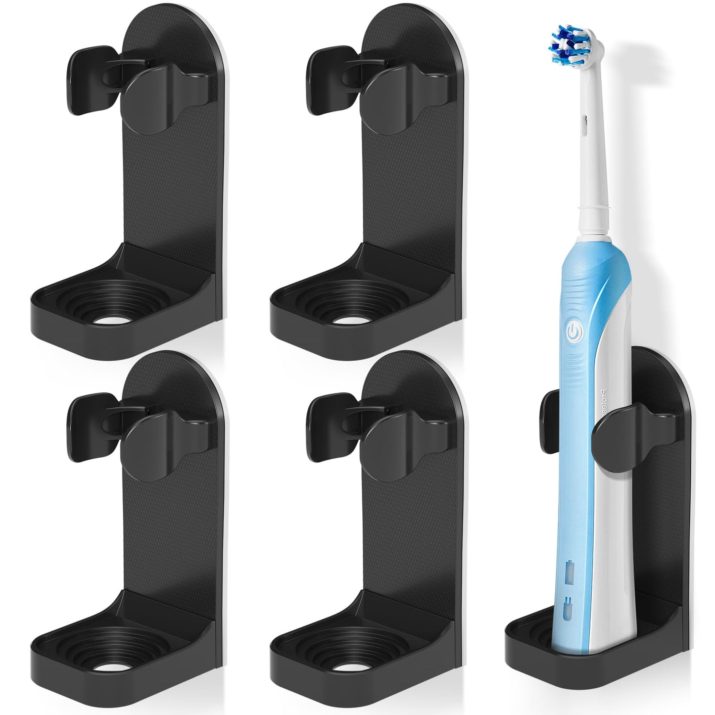HOMMAND Electric Toothbrush Holder 4 Packs, Upgraded Strong Adhesive Electric Toothbrush Holder Wall Mounted