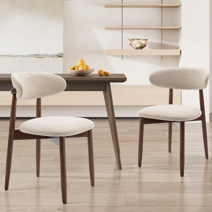 COLAMY Modern Dining Chairs Set with Wooden Legs – Upholstered Fabric Dining Room Chairs with Curved Backrest, Soft Cushion Seat