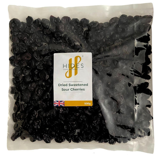 Hides Fine Foods - Dried Sweetened Sour Cherries 500g - Suitable for Vegetarians - Baking - Granola - Breakfast - Muffins - Snacking - Desserts - Rich