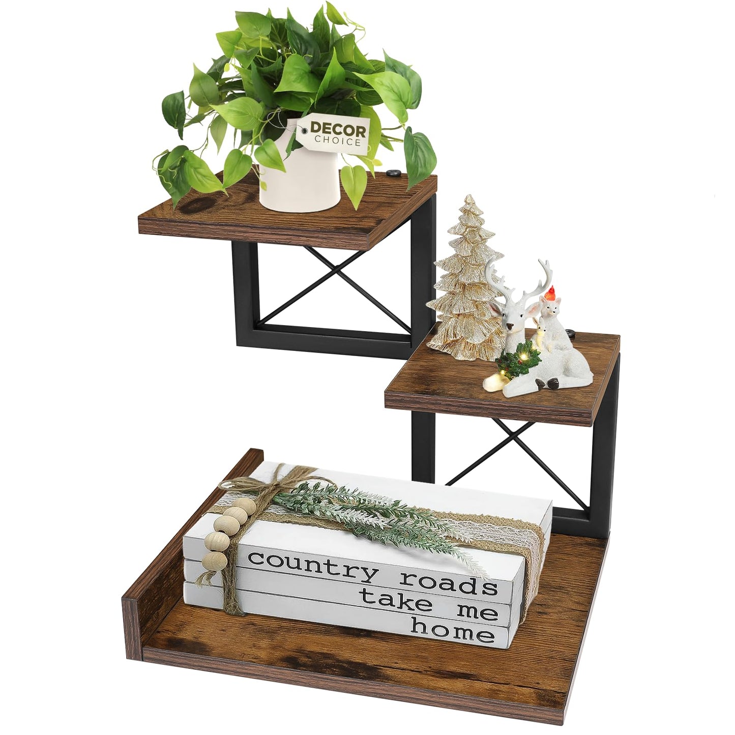 ELITEROO Desk Shelf Organizer, Wood Desktop Organizer Small Bookshelf, 3 Tier Storage Shelf Riser Display Stand for Office Decor and Desk Accessories