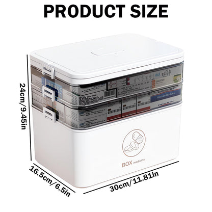 Chiziyixin Medicine Storage Box,Large Medication Storage Box with Lid,Household Medical Organiser Portable Emergency First Aid Container for Home