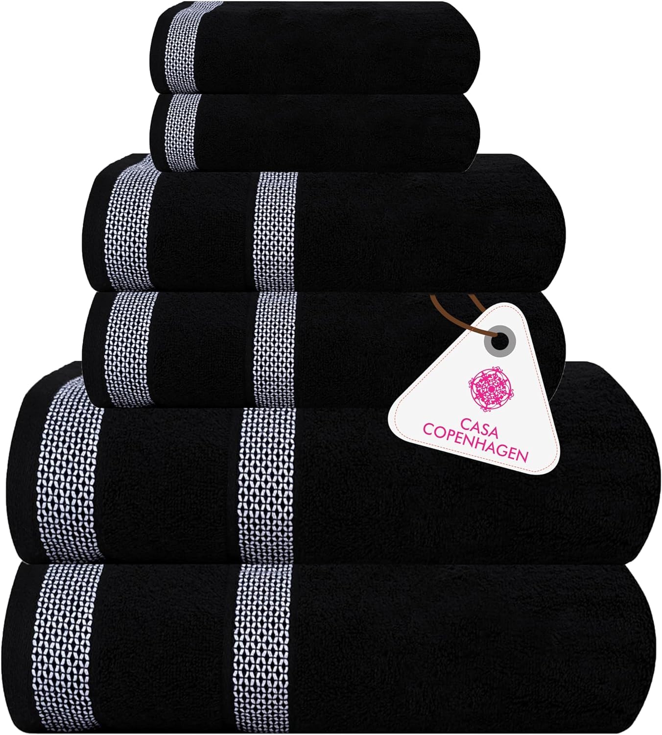 CASA COPENHAGEN Solitaire Towel Set, designed in Denmark, 600 g/m², Hotel & Spa, Kitchen & Bathroom, 6-piece set with 2 bath towels, 2 hand towels