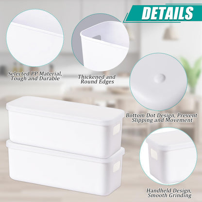 Bailtouk 2 Pcs Small Storage Box with Lid, White Plastic Storage Boxes