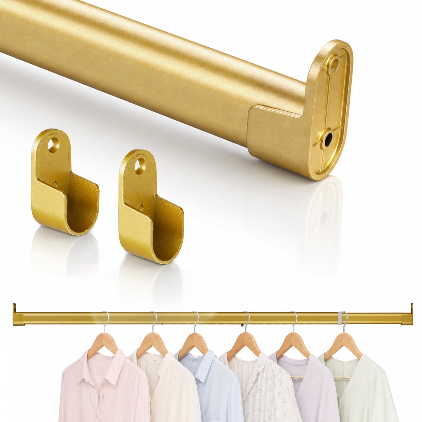 Poskena 25mm Oval Gold Hanging Rail,Premium Wardrobe Pole 43-191cm