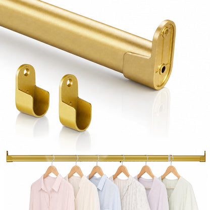 Poskena 25mm Oval Gold Hanging Rail,Premium Wardrobe Pole 43-191cm