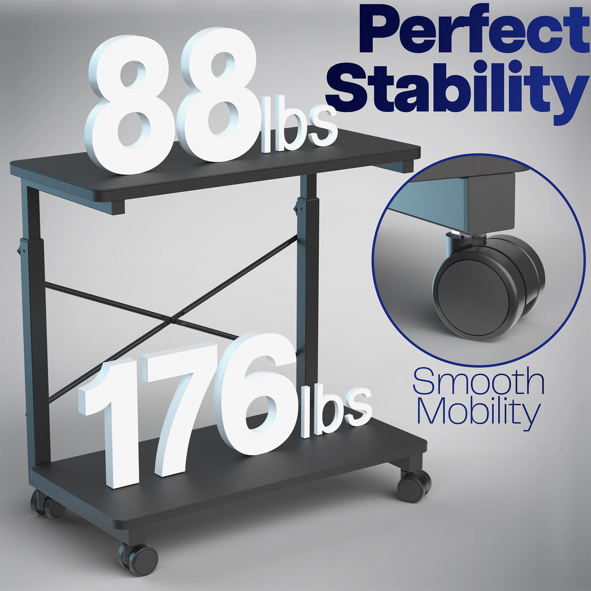VIVO Large PC Cart with Storage Shelf, Premium Adjustable Mobile CPU Holder, Fits Gaming PC’s, Printers