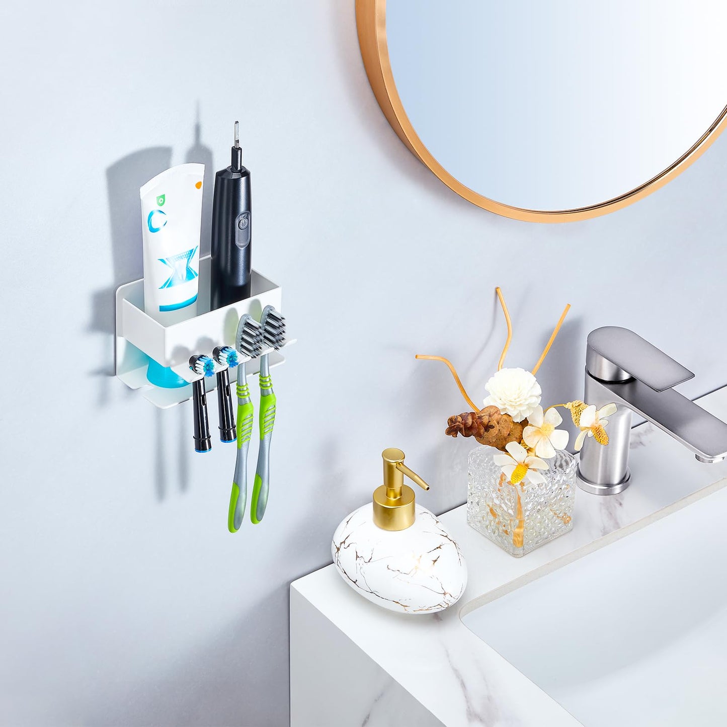 WAYASI Electric Toothbrush Head Holder, Electric Toothbrush Holder, Adhesive Toothbrush Holder Wall Mounted Non Screw, Tooth Brush Head Holder