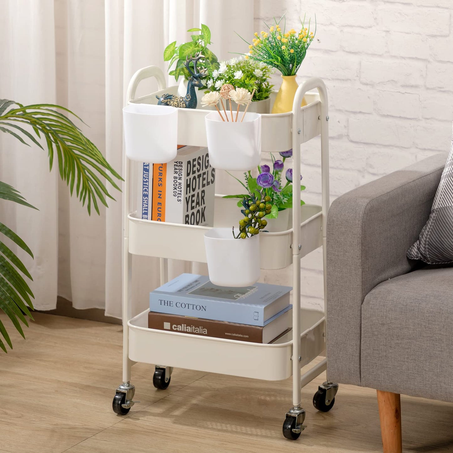 DOEWORKS Storage Trolley on Wheels Metal Kitchen Trolley Craft Trolleys