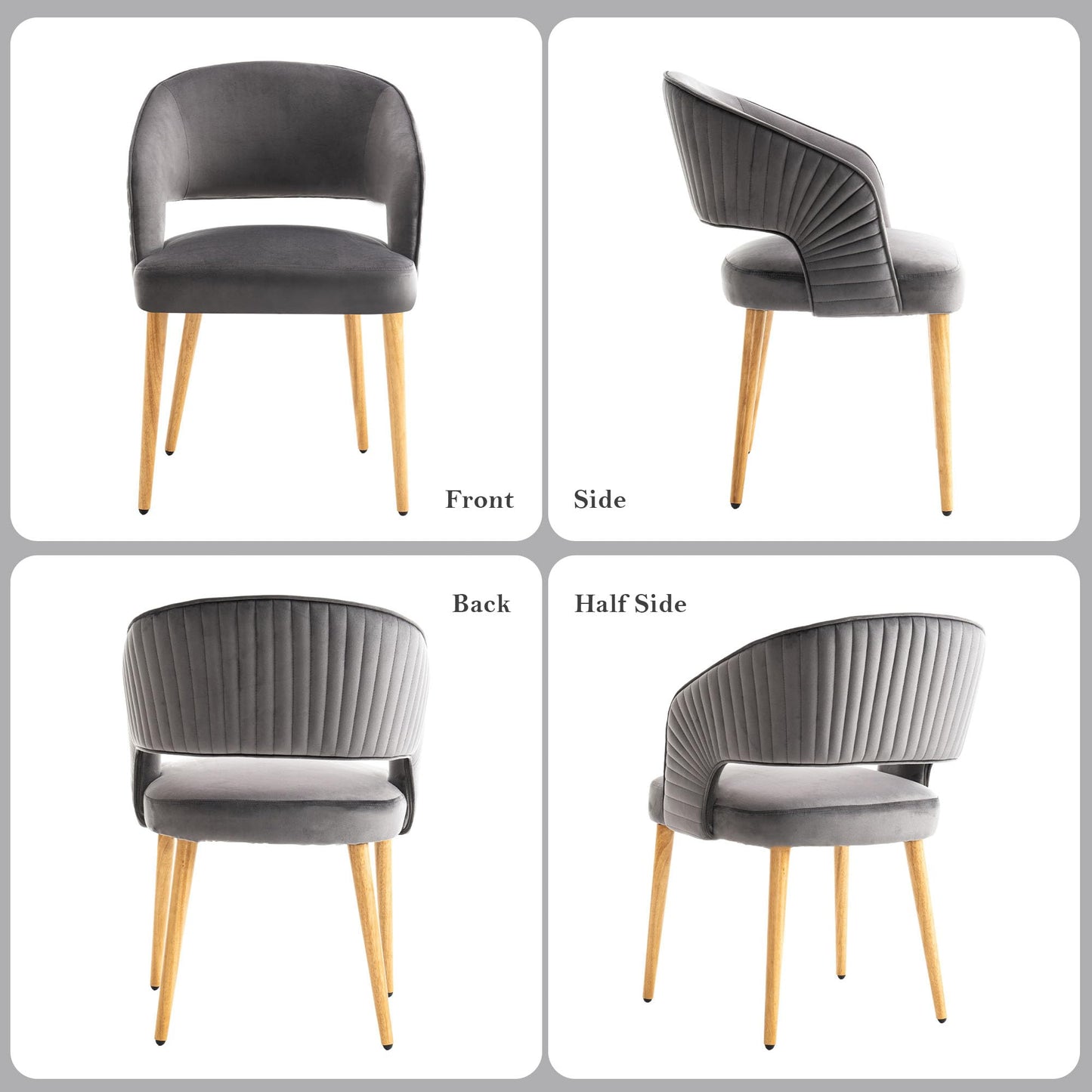younturn Modern Velvet Upholstered Dining Chairs Set of 2, Comfortable Padded Kitchen Chairs with Armrests
