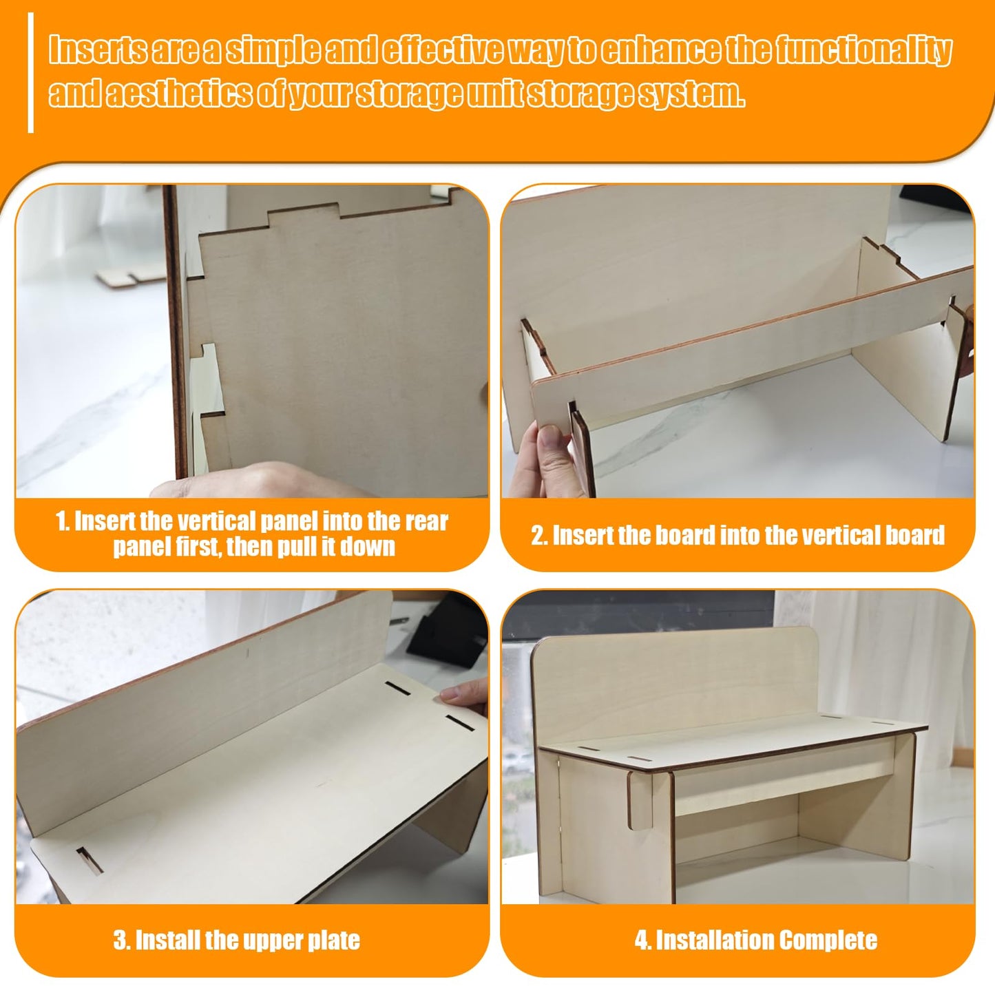 SUNUCO Paperback Book Riser insert compatible with Ikea Kallax Storage Unit, Inserts Shelves for Improved Book Organization, (2Pcs)