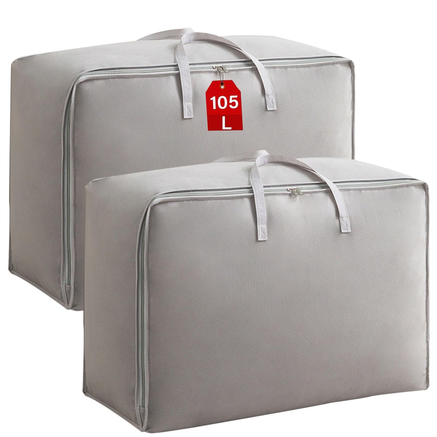 SEPSCO Clothes Storage Bag Large 2Pcs, Duvet Storage Bags King Size With Zips Foldable Thicken Nonwoven Fabric Moving Packing Totes Bag for