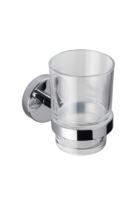 Croydex Tumbler and Holder, Chrome, 10.5 x 6.7 x 9.5 cm