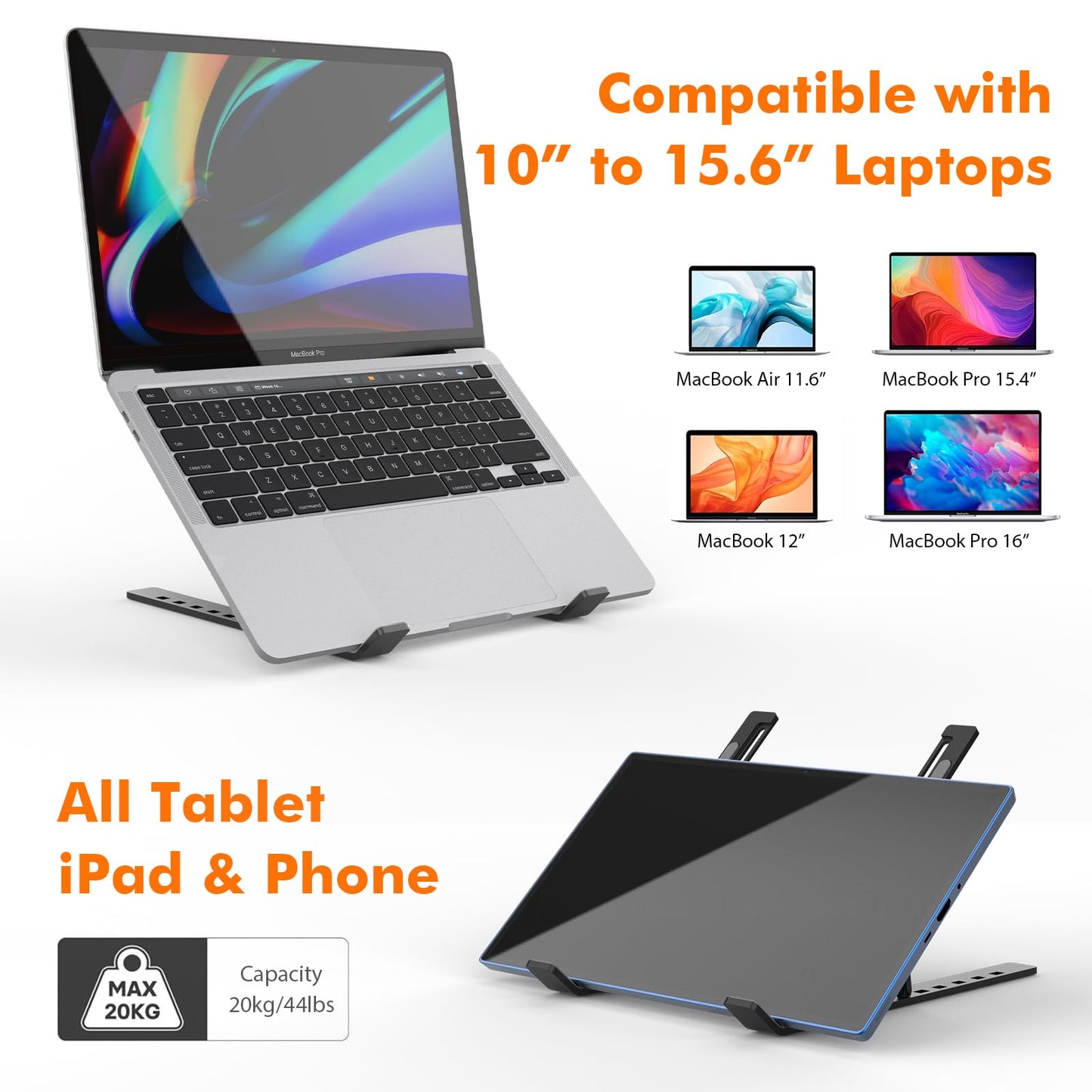 GRIFEMA Laptop Stand for Desk, Aluminum Laptop Riser 7-Angle Adjustable
