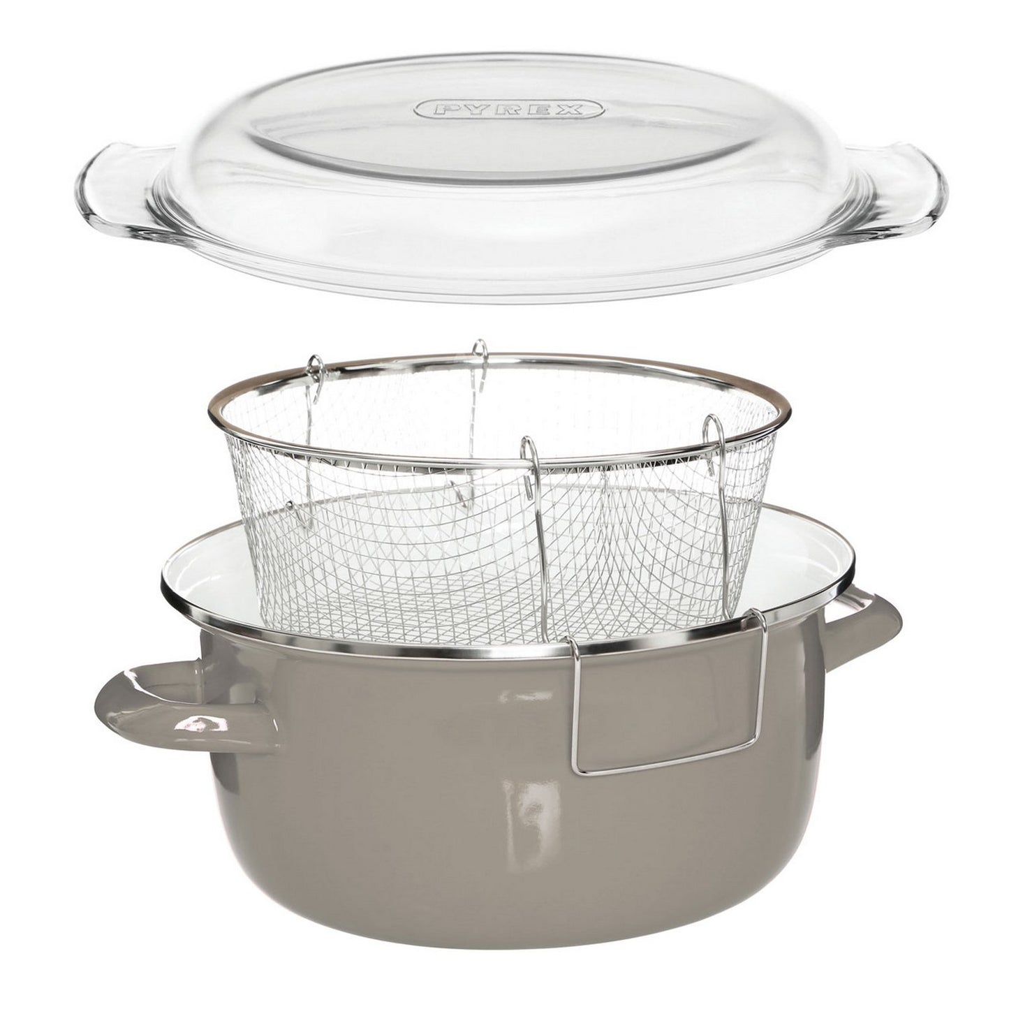 Premier Housewares Deep Fryer with Pyrex Lid, 5 Litre, Grey