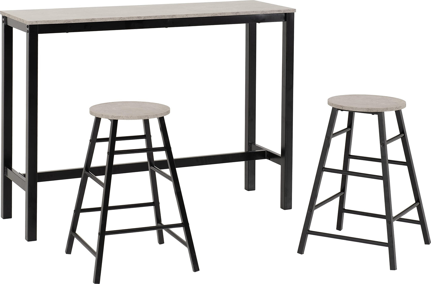 Seconique Athens Breakfast Bar Table and 2 Chairs Set in Concrete Effect