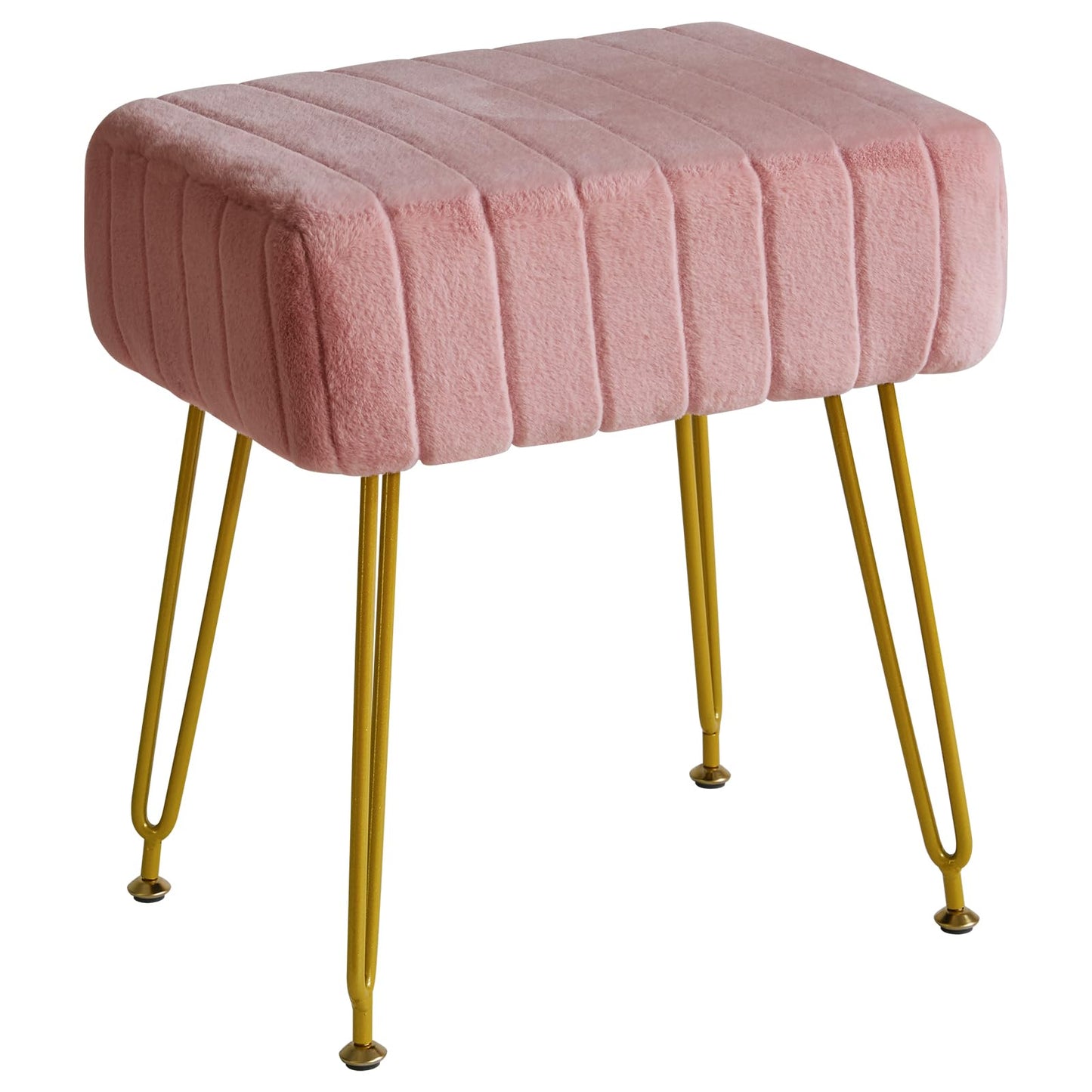 IBUYKE Makeup Vanity Stool, Velvet Rectangular Footrest, Pink L/G-51P