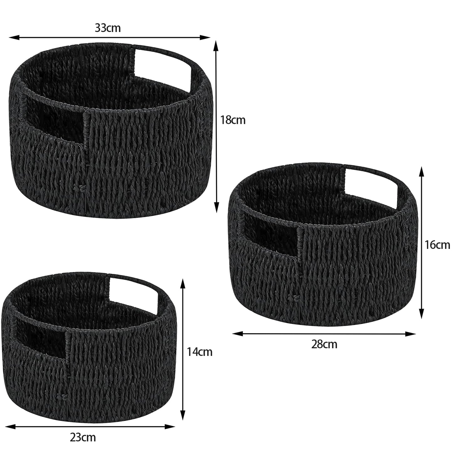 Vagusicc Woven Storage Baskets Set of 3, HandWoven Round Wicker Storage Basket with Handles, Natural Wicker Shelf Baskets Organizer