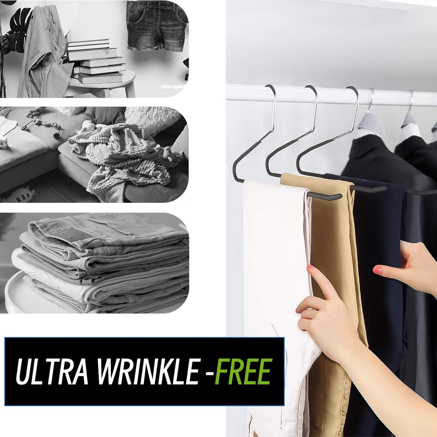 Open Ended Pants Hangers 20 Pack, Non Slip Metal Trouser Hangers CreamWhite