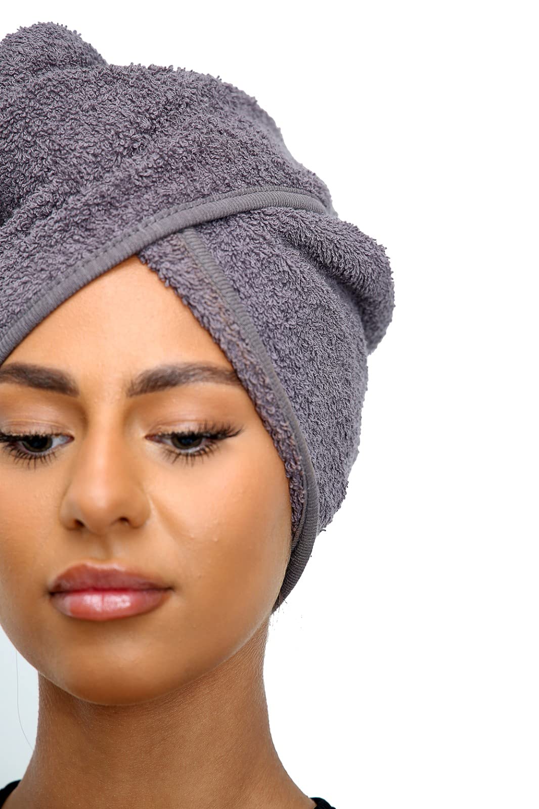 Sapphire Collection Hair Drying Towels, 100% Pure Terry Towel Cotton Soft Hair Towel Wrap Hair Twist Turban Towel Absorbent Hair Cap Head Wrap Spa