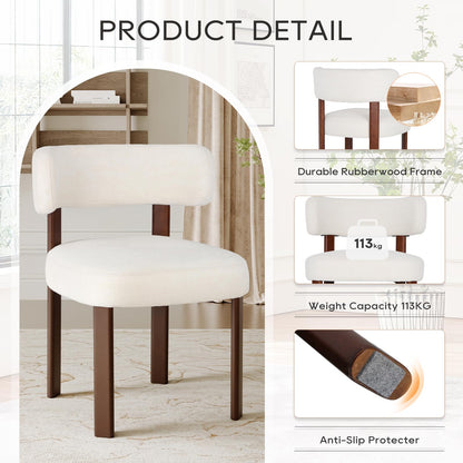 COLAMY Wooden Dining Chairs Set of 4, Fabric Chairs for Dining Room with Open Curved Backrest and Thick Seat Cushion