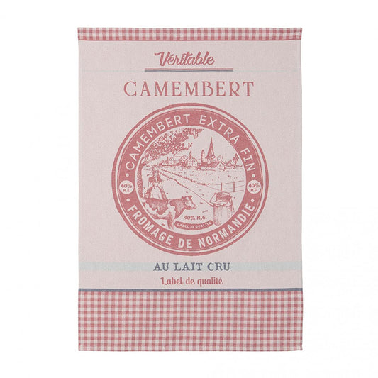 Coucke French Cotton Jacquard Towel, Camembert Cheese, 20-Inches by 30-Inches, Red, 100% Cotton
