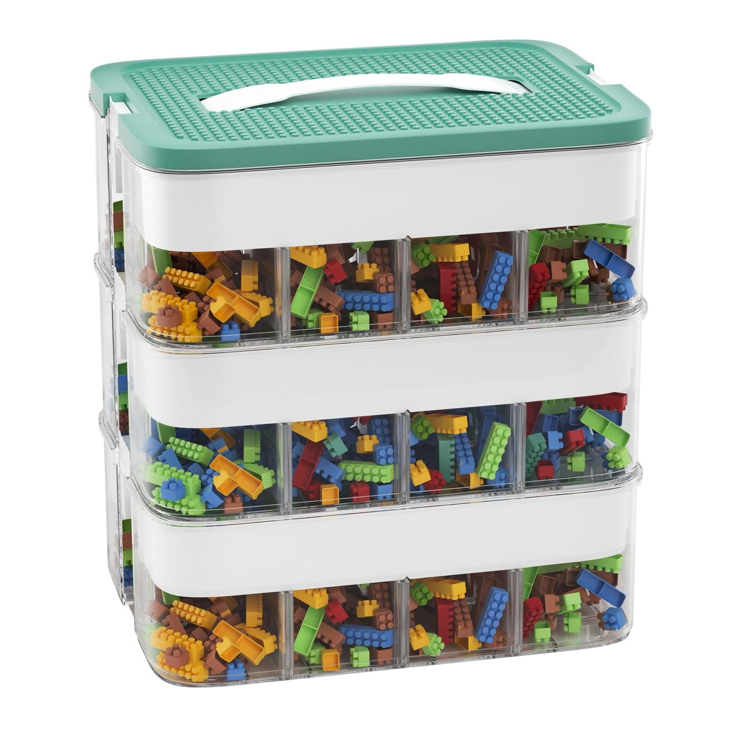 3-Layers Stackable Storage Boxes with Lids,for Lego Container,Toy Box