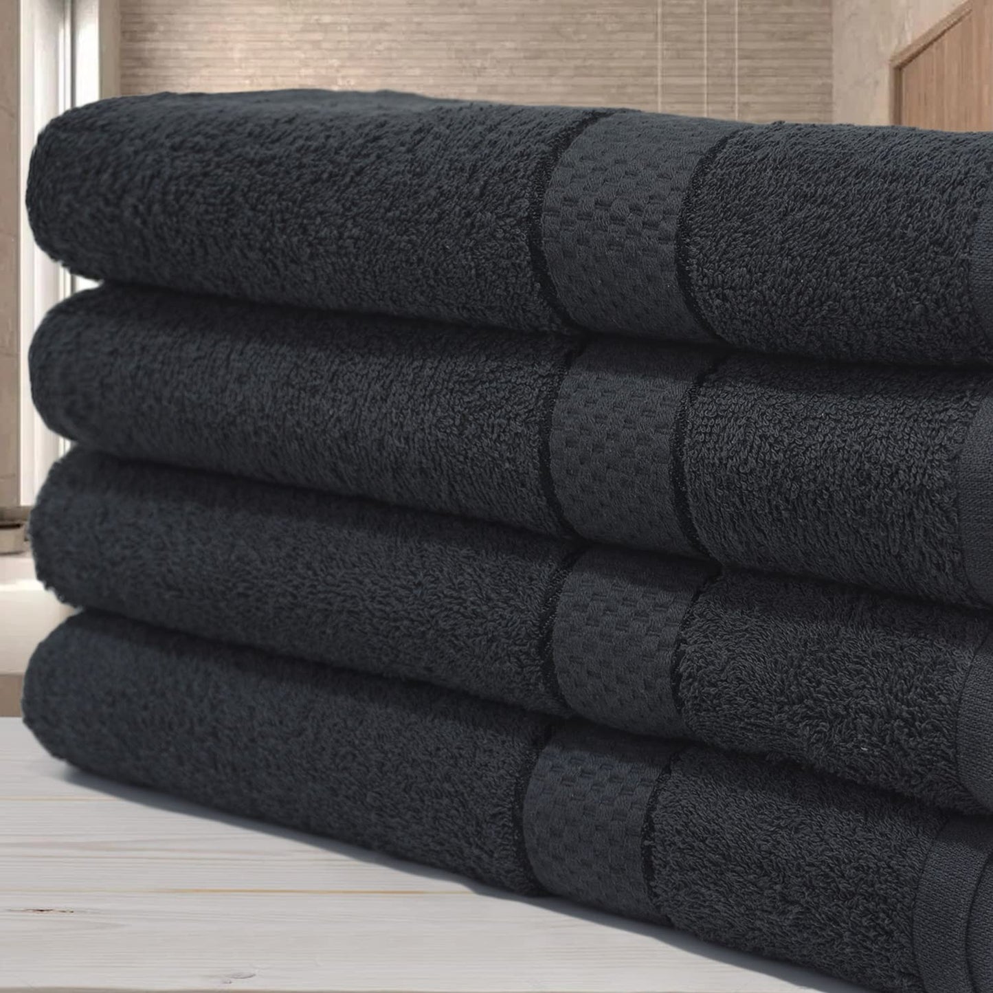 Casabella Luxury Pack Of 4 Bath Sheet 100% Egyptian Cotton Super Soft towel_Black