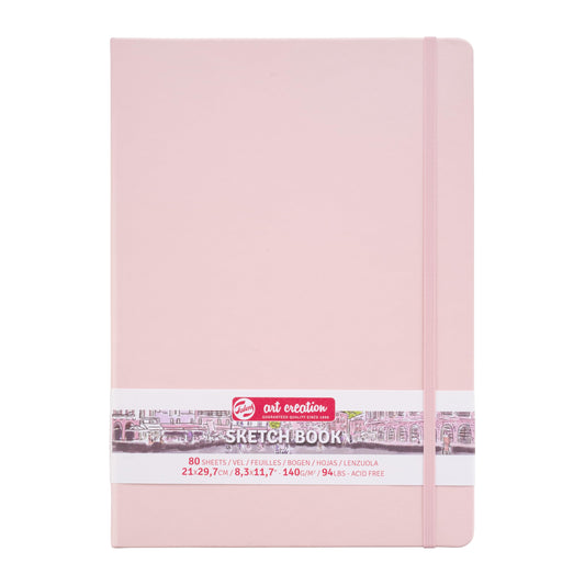 Talens Art Creation - Sketchbook Pastel Pink 21x29.7cm - 140g Acid-Free Paper - 80 Sheets - Ideal for Pencil Pastel Gouache Ink - Sturdy Hard-Bound
