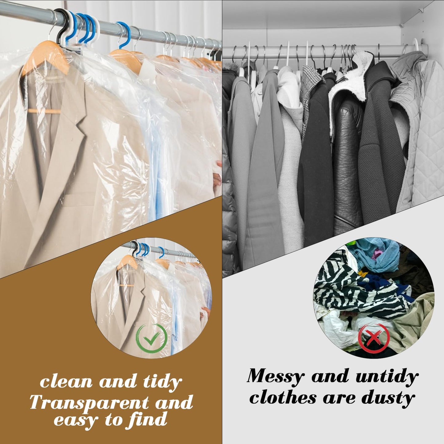 Pack of 30 Clothes Covers Protector Bags,Clothes Covers