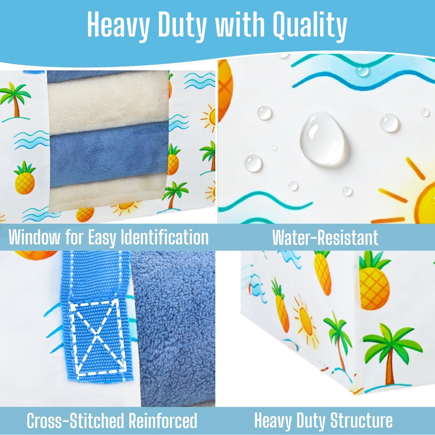 VENO 6 Pack Heavy Duty Moving Bags with Clear Window, Tropical Island, Storage Bags for Clothes and Comforter