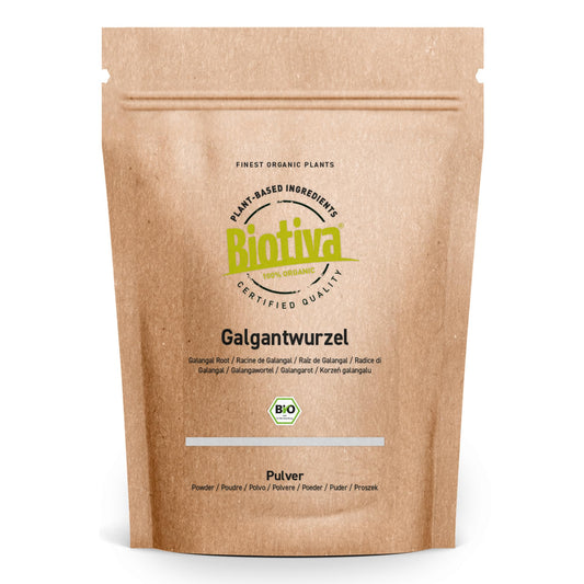 Biotiva Galangal Root Ground Organic 250g - Aloinia Galanga - Vegan - Galangal Powder - Packed and Controlled in Germany (DE-ECO-005)