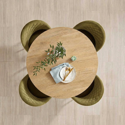 HOMCOM 80cm Industrial Round Dining Table - White Oak