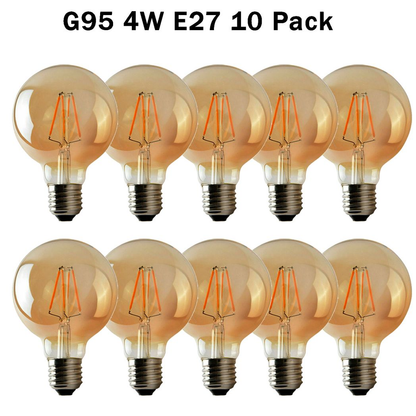 10Pack E27 LED Edison Dimmable Vintage Amber Glass Warm white 2700K Light Bulbs