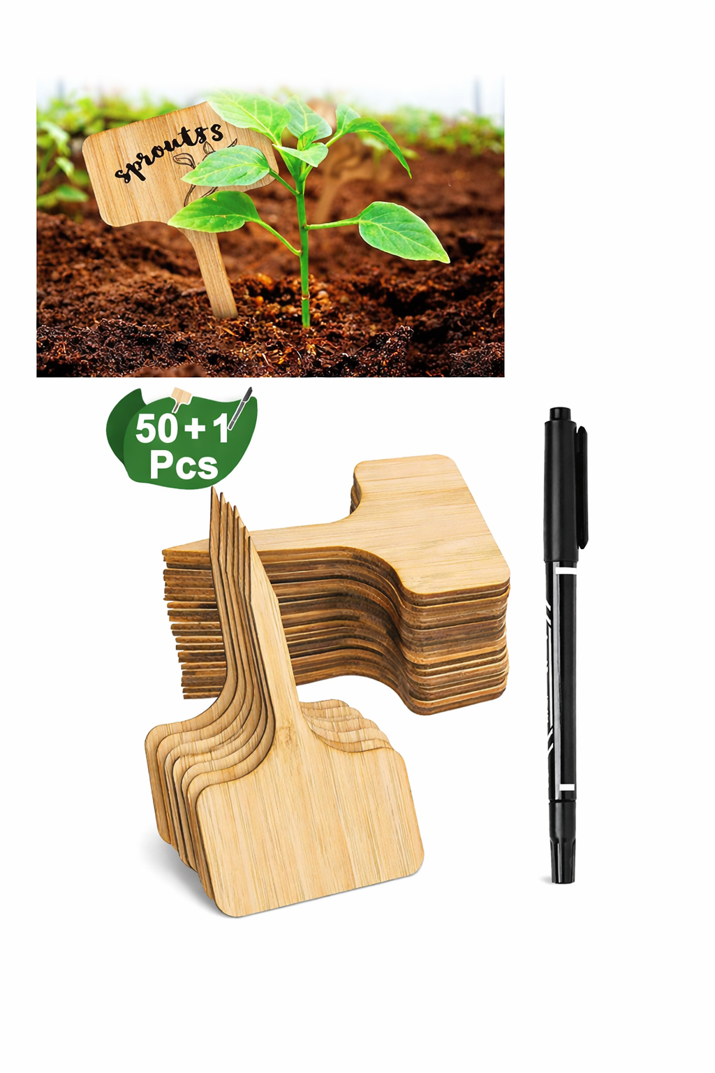 Plant Sign with a Pen Set of 50