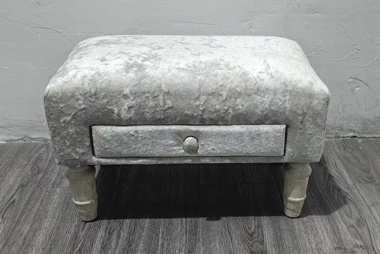 AcaciaHome Stylish & Durable Upholstered Ottoman Footstool with Drawer - Solid wood Lounge Padded Removable Legs Stool for Home, Bedroom, Living Space or Office