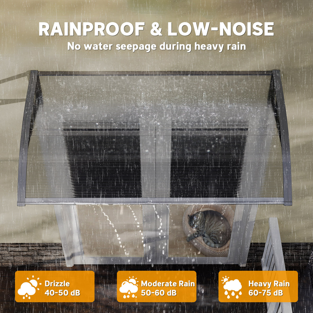 Outsunny Front Door Canopy, Outdoor Awning, Rain Shelter, 110 x 60cm, Grey
