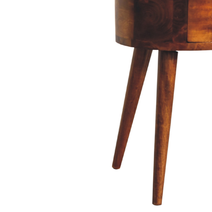 Artisan Furniture Solid Wood Mini Chestnut Rounded Bedside Table, Brown, 2 Drawers