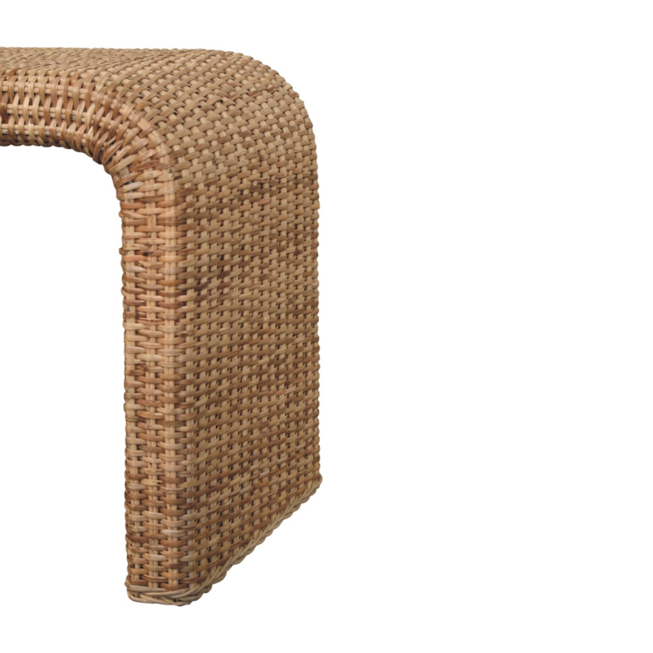 Artisan Furniture Solid Wood Rattan Weave Bench, Beige